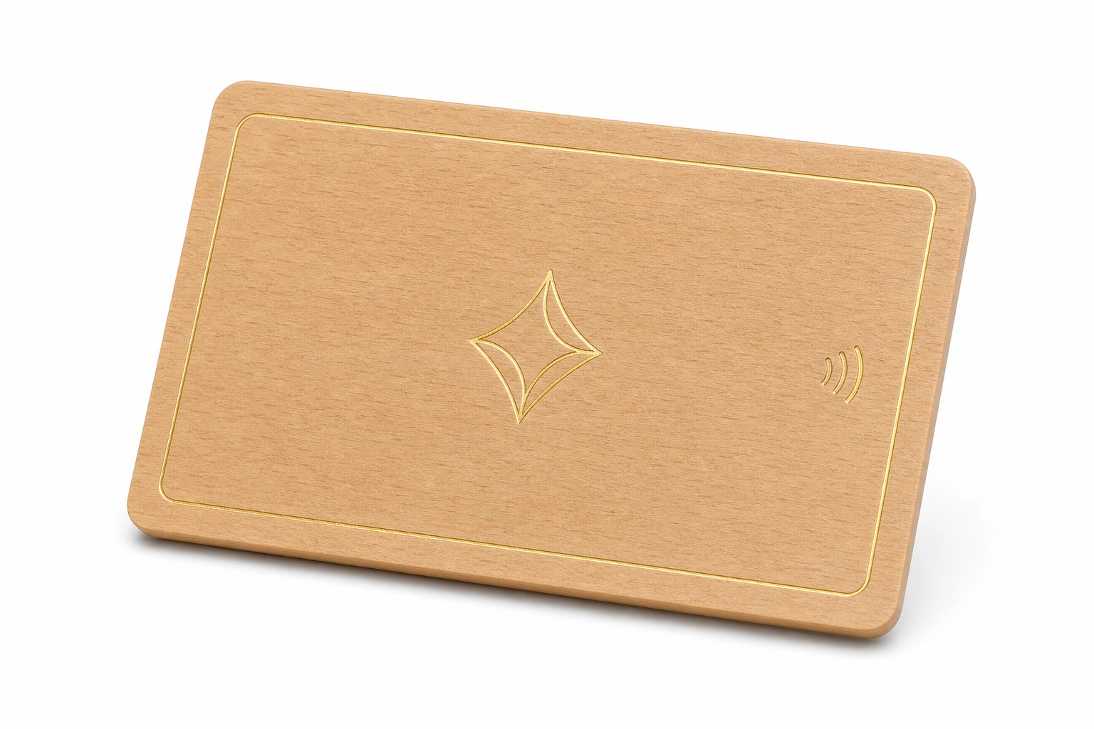 Beech card with restrained brass line