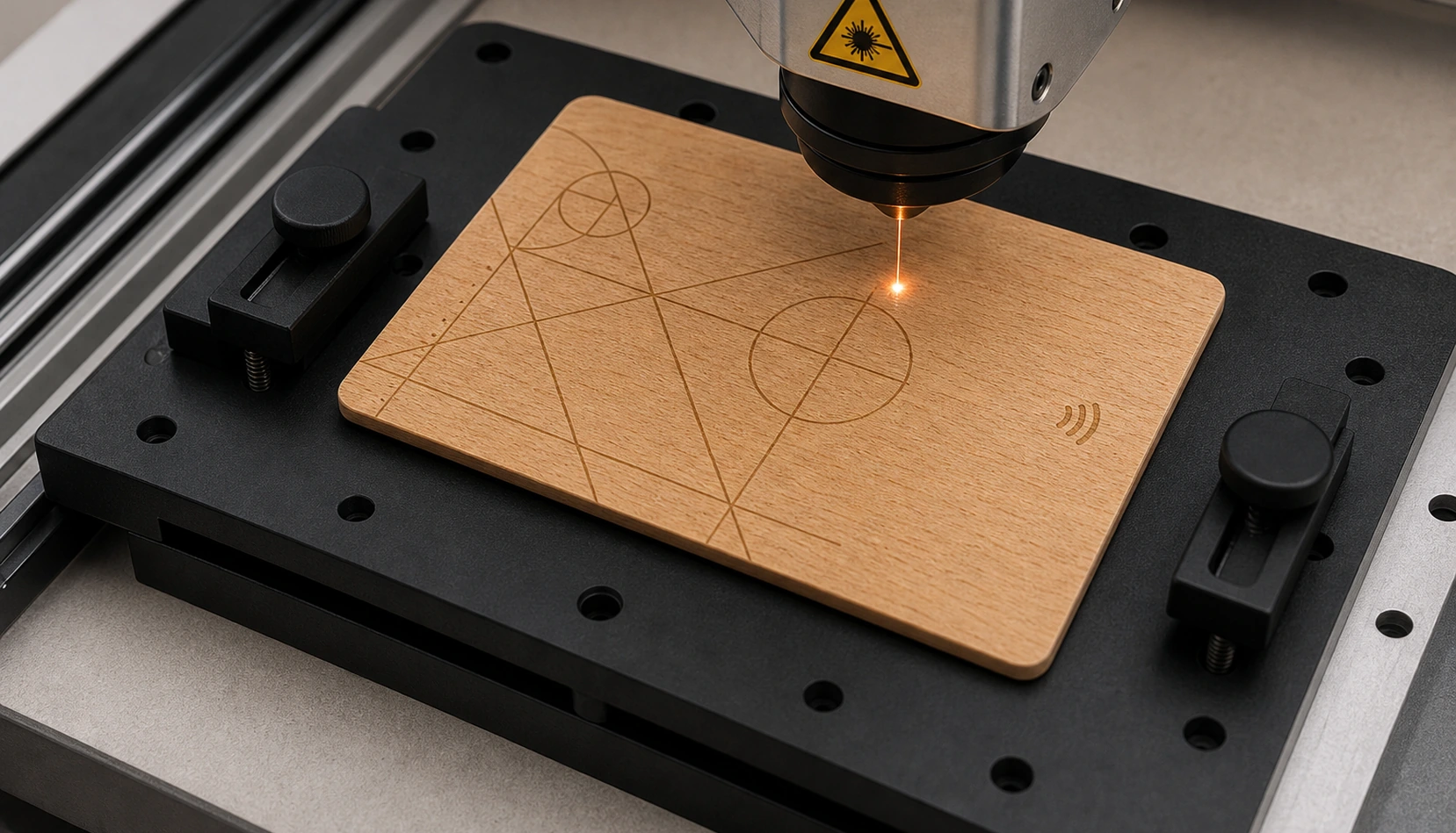 Beech card laser engraving process