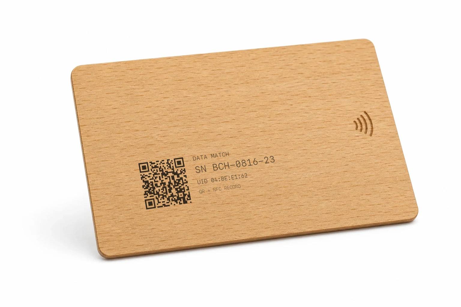 Beech card back with QR and serial zone