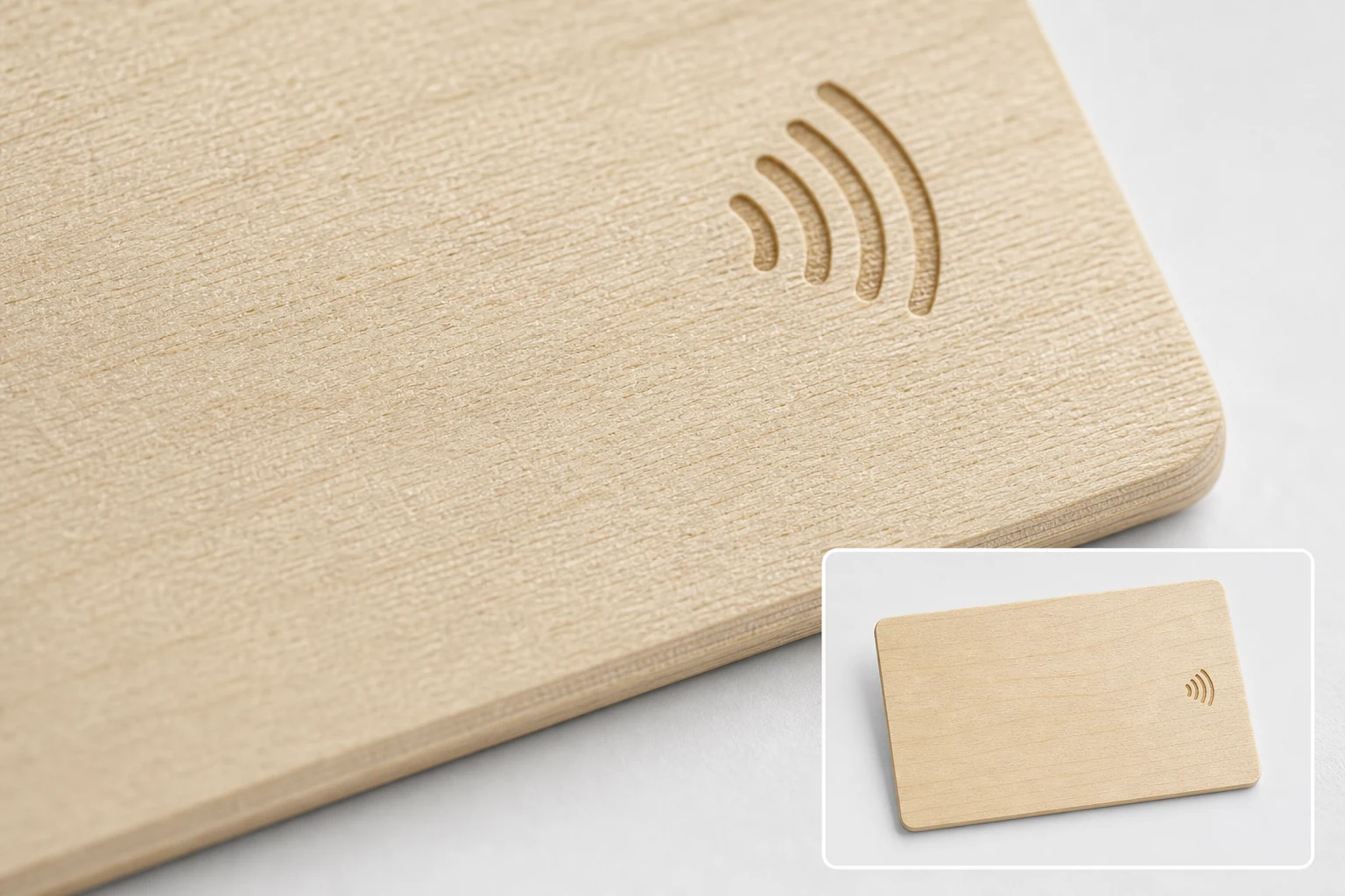 Birch surface macro with full-card inset