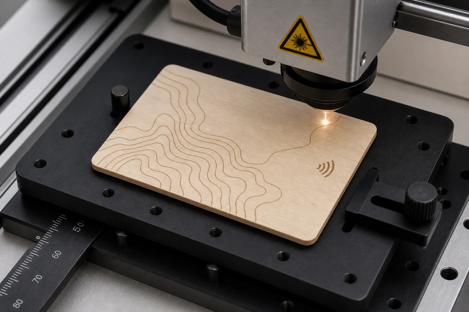 Birch card laser engraving process