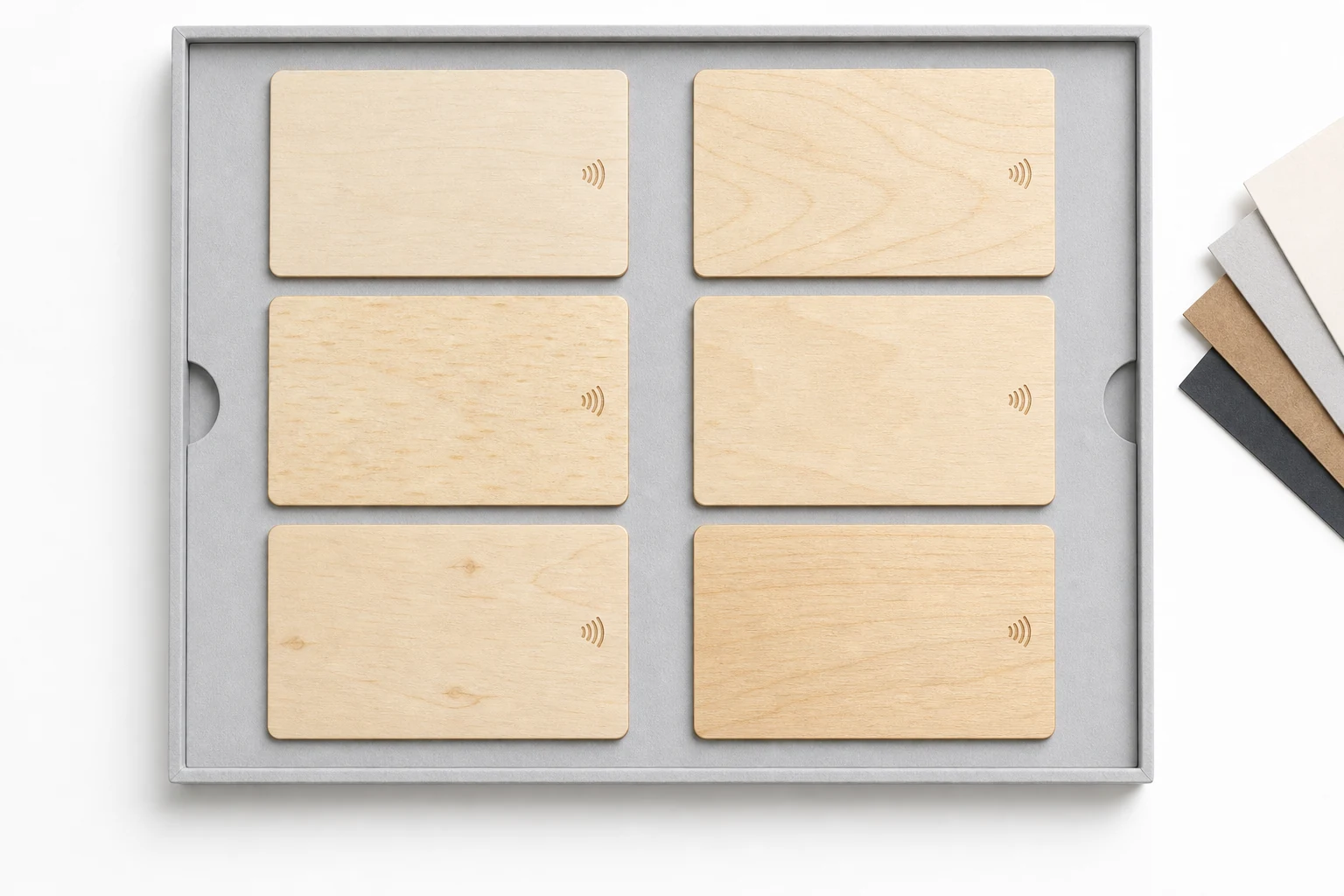 Birch card material variation tray
