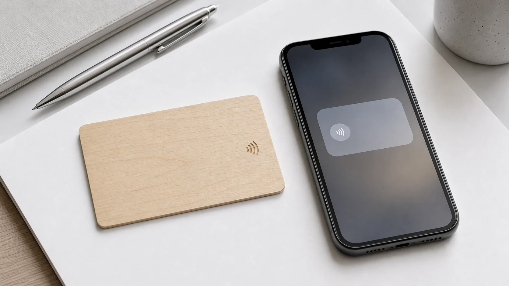 Birch NFC card beside smartphone