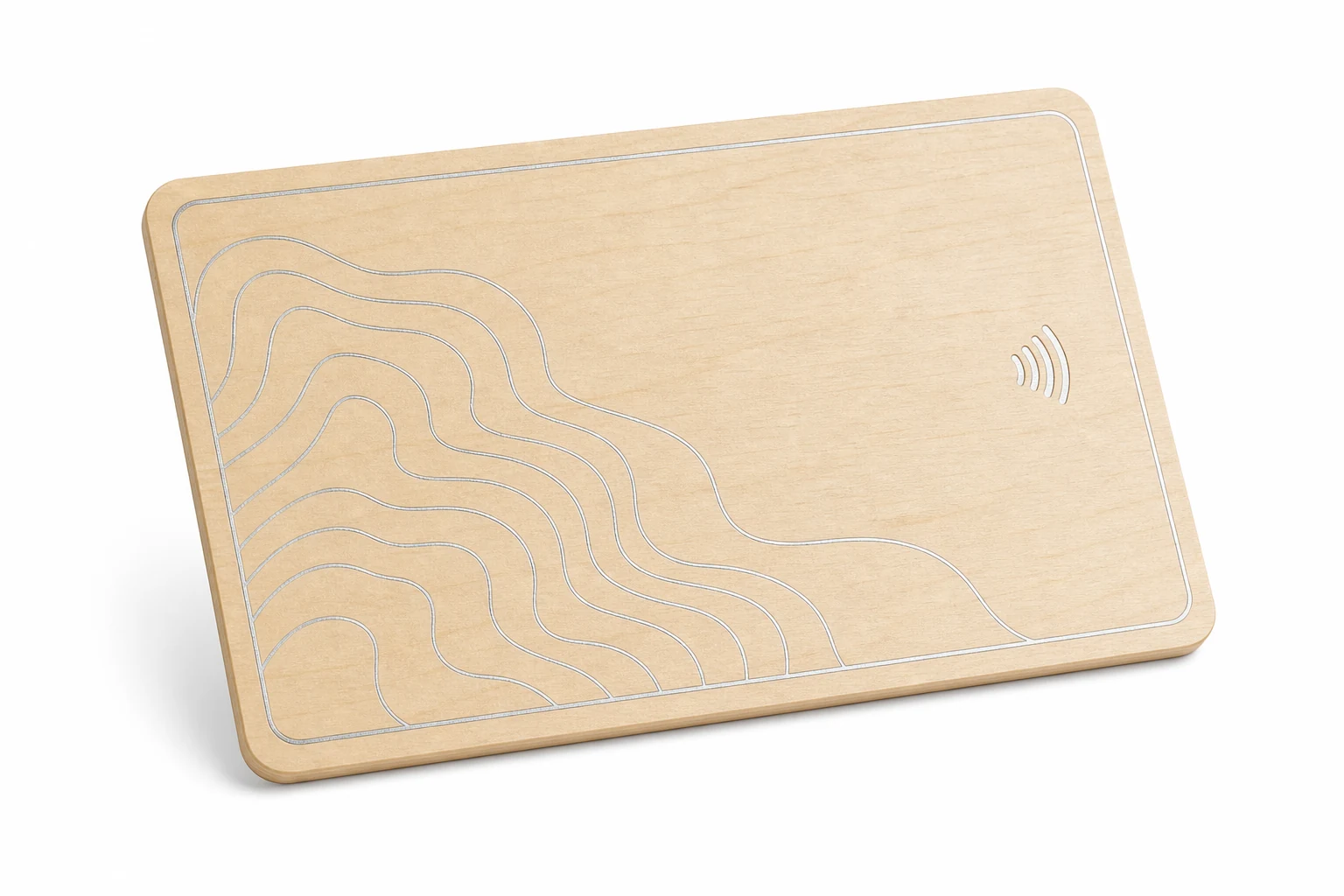 Birch card with silver foil linework