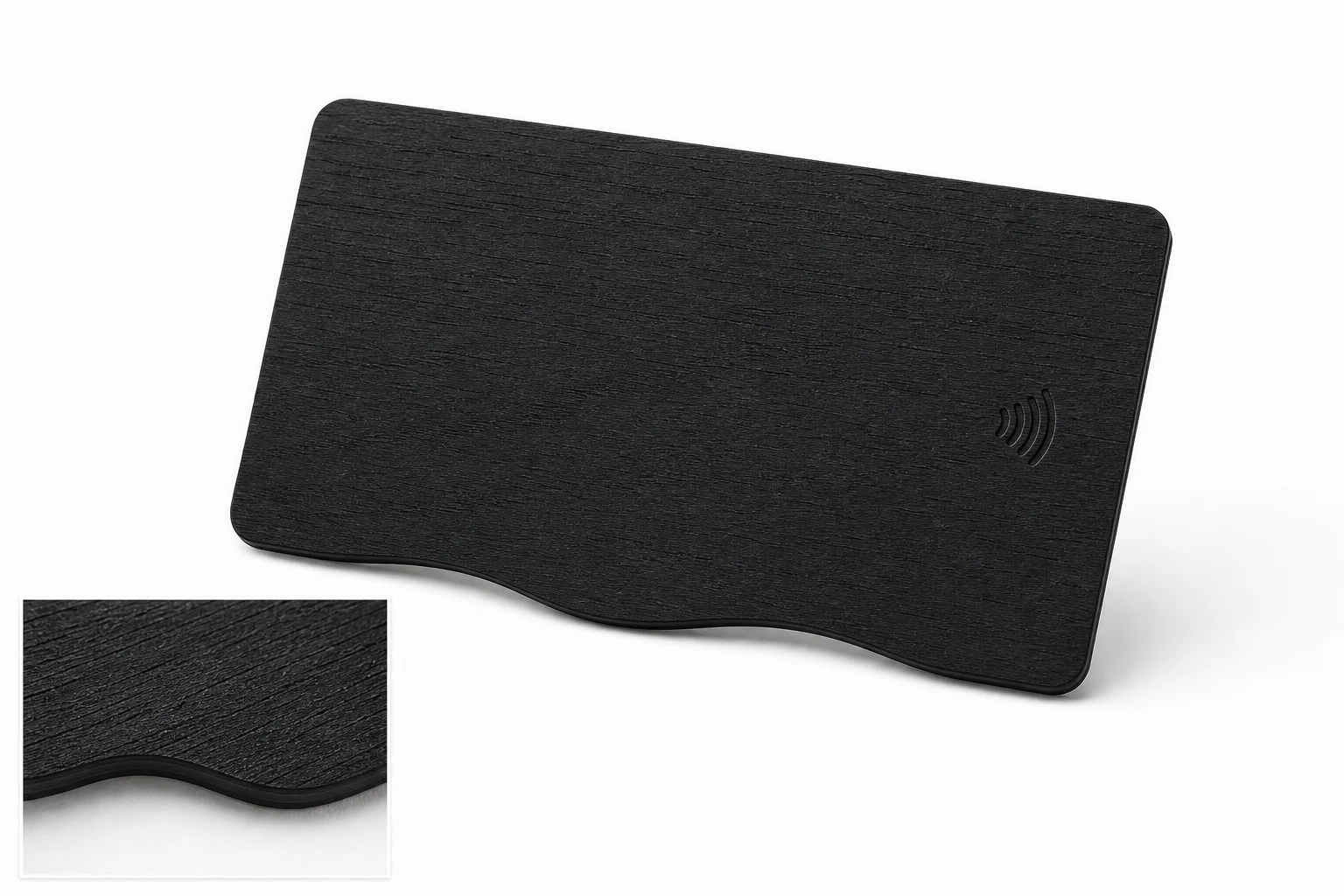 Black wood custom wave edge sample