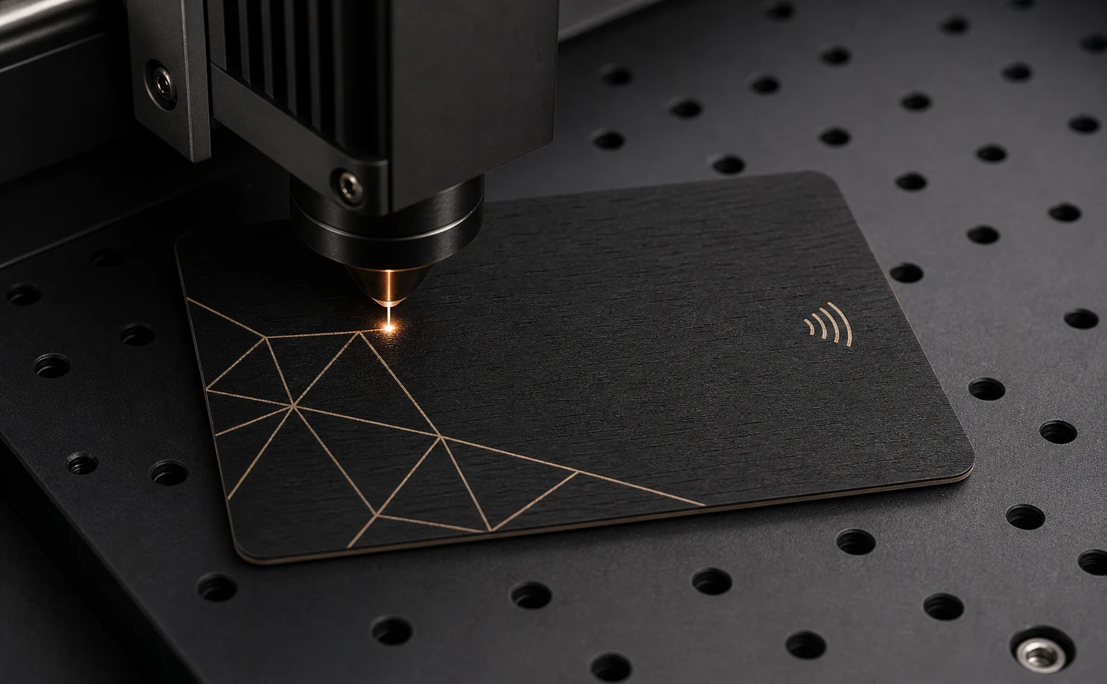 Black wood card laser engraving process