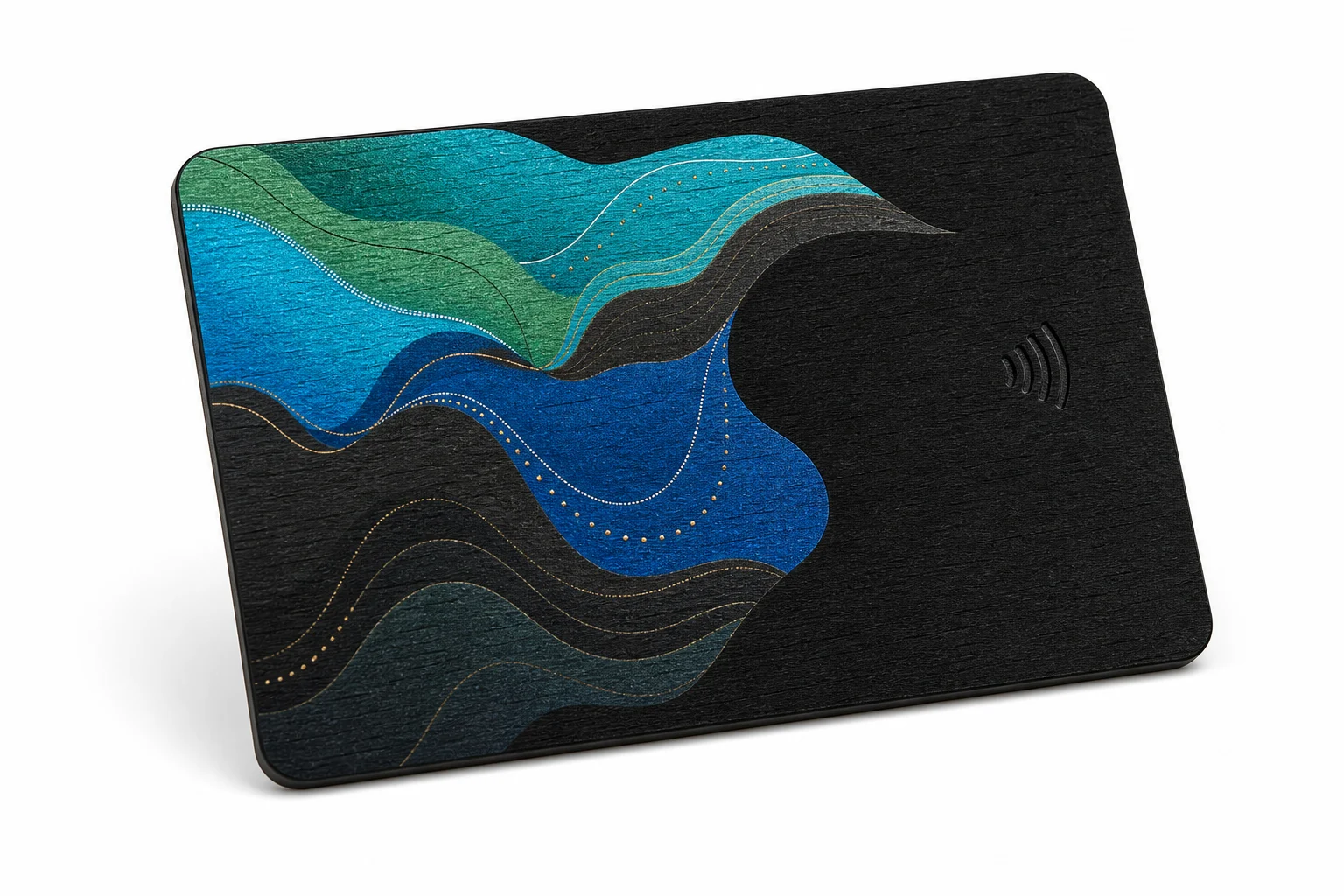 Black wood card with vivid full-color UV print