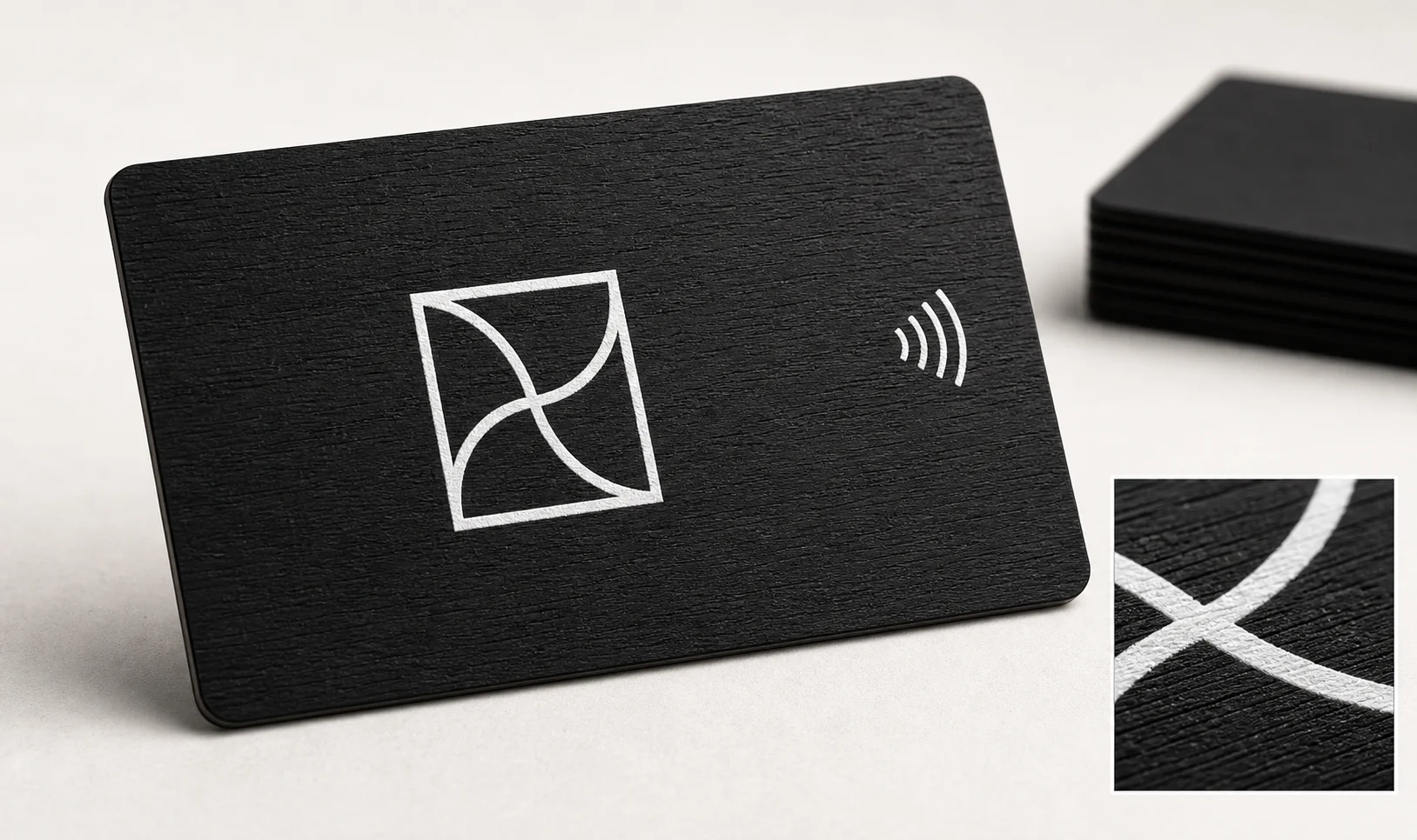 Black wood with opaque white ink mark