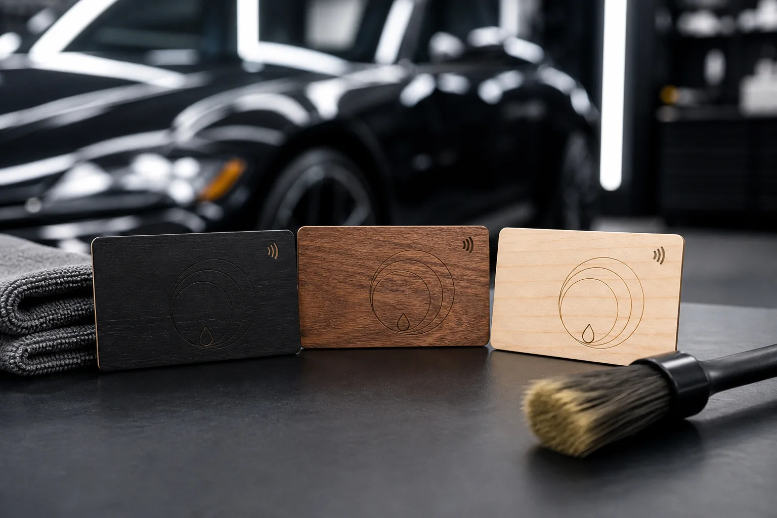 Houten lidmaatschapskaarten voor detailingstudio's