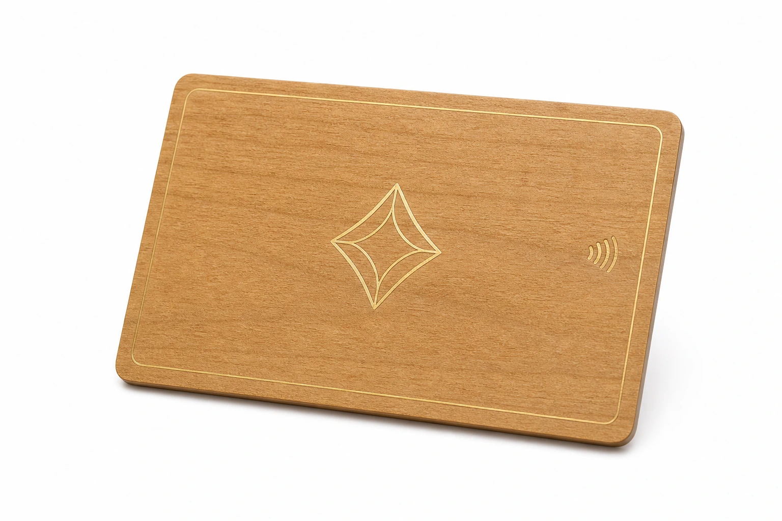 Cherry card with restrained brass line