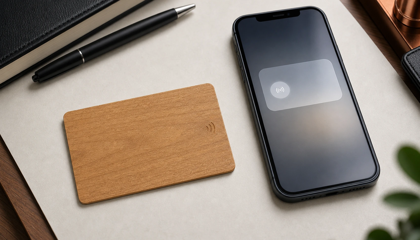 Cherry NFC card beside smartphone
