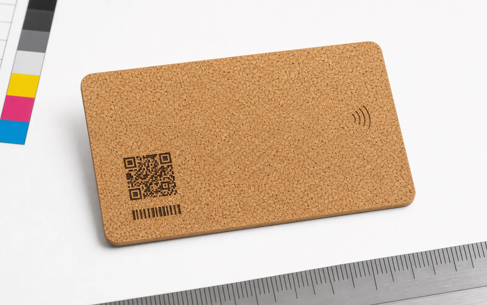 Cork card back with QR and serial zone