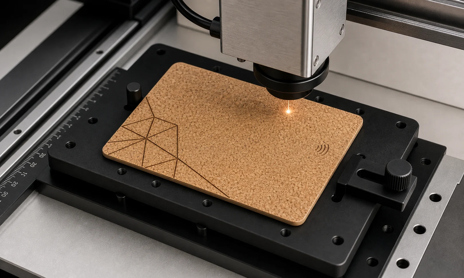 Cork RFID card laser engraving process