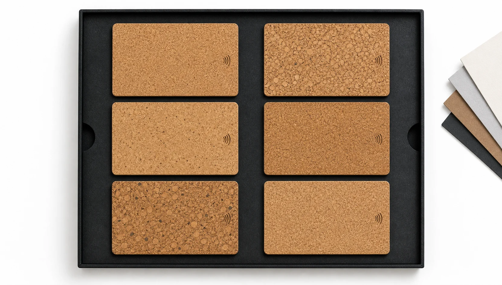 Cork RFID card material variation tray