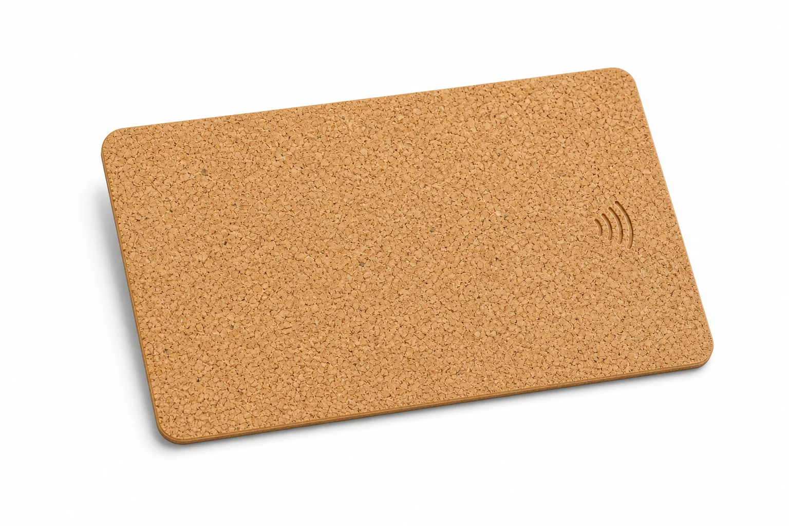 Plain cork RFID card on white background
