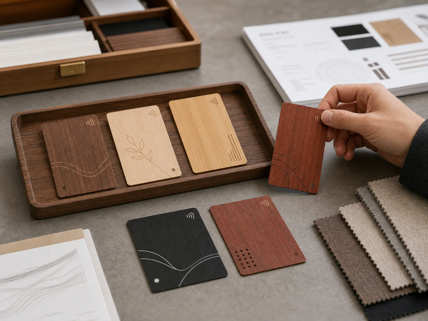 Executive wood NFC business card sample kit