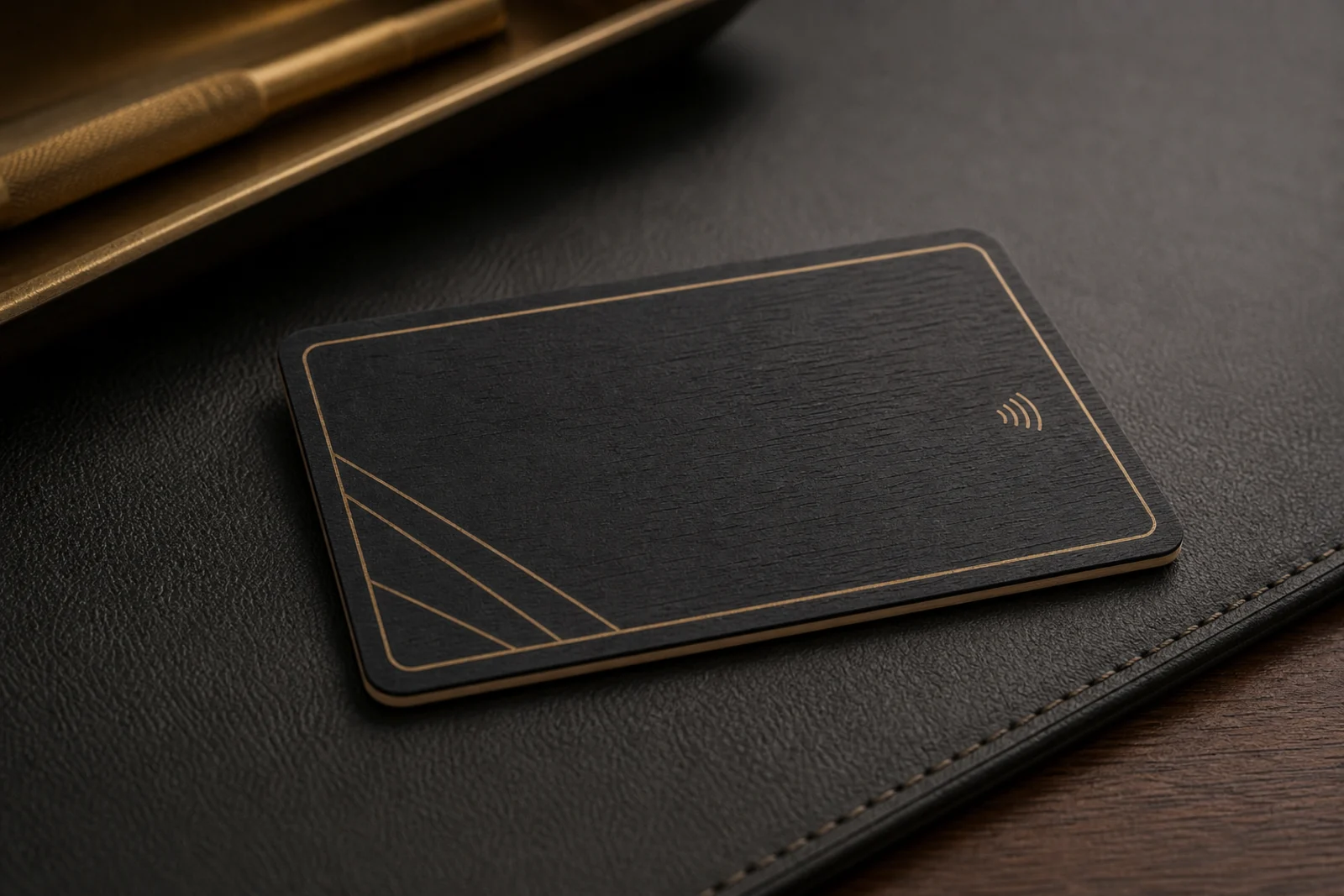 Black wood with gold detail