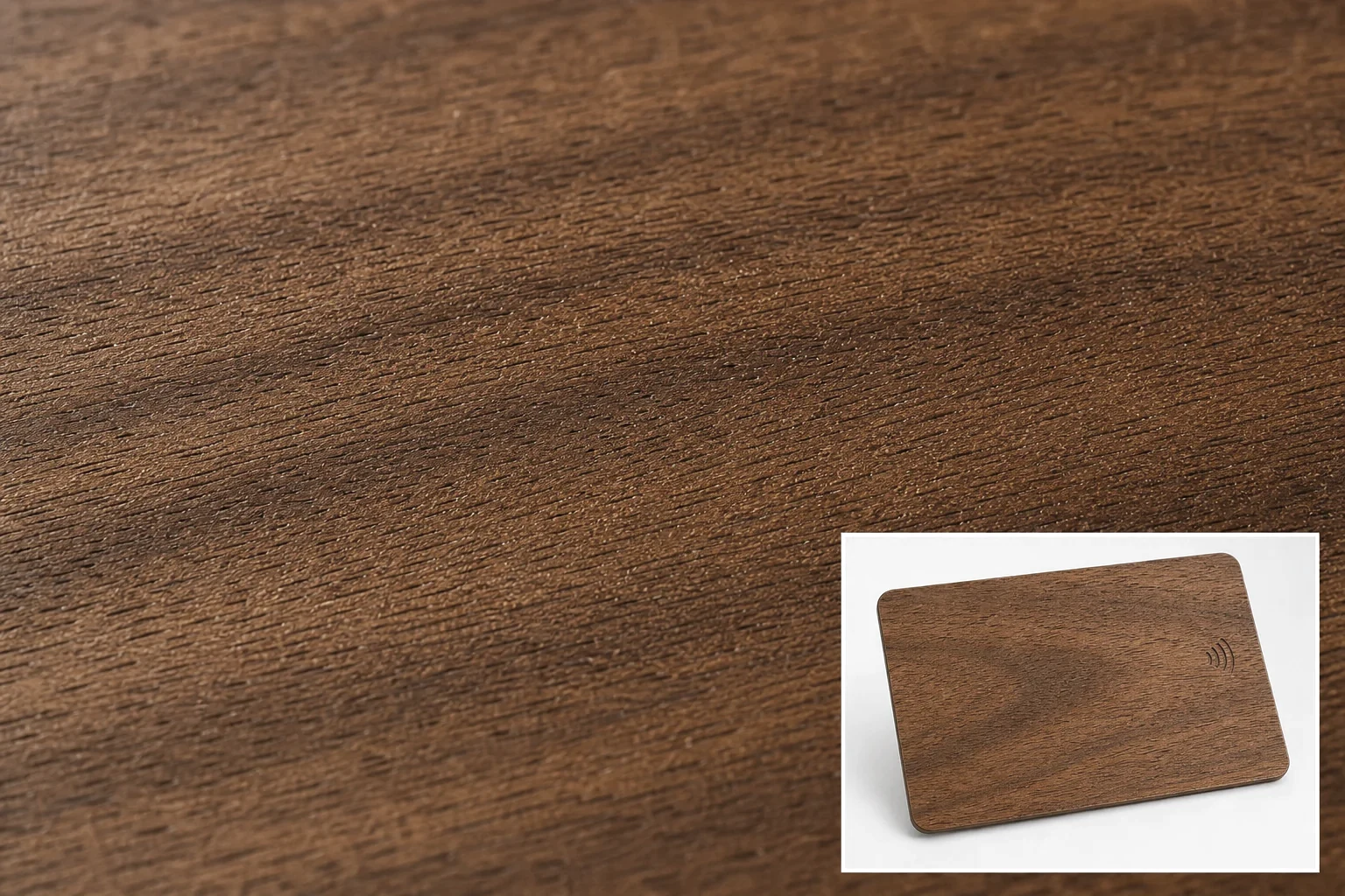 Sapele surface macro with full-card inset