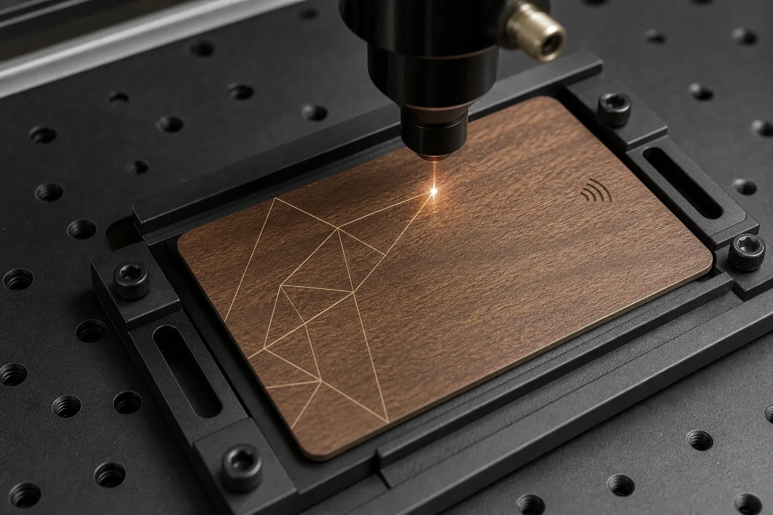 Sapele card laser engraving process