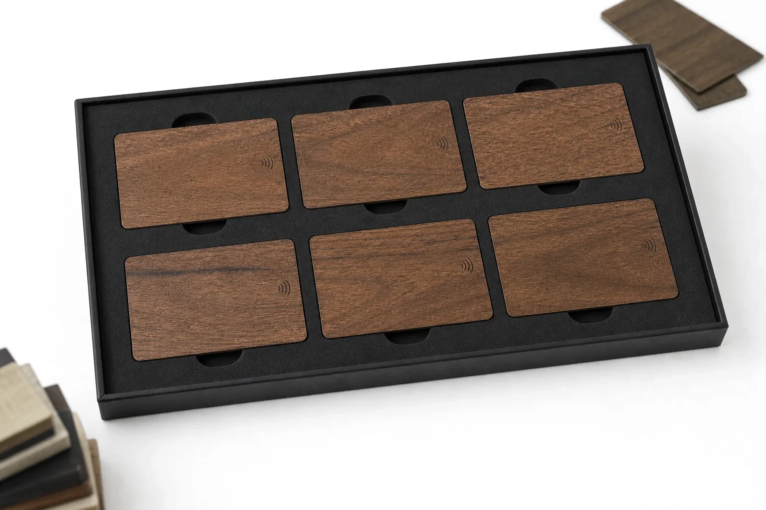 Sapele card material variation tray