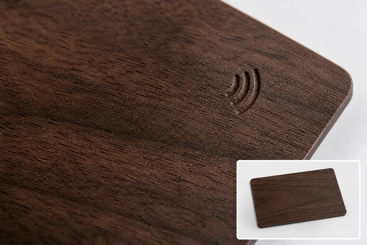 Walnut surface macro with full-card inset