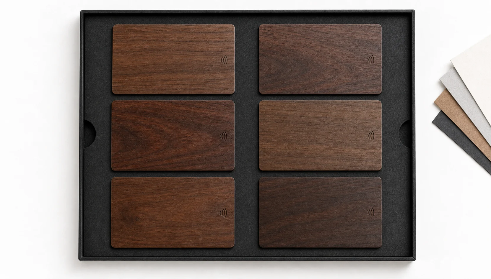 Walnut card material variation tray