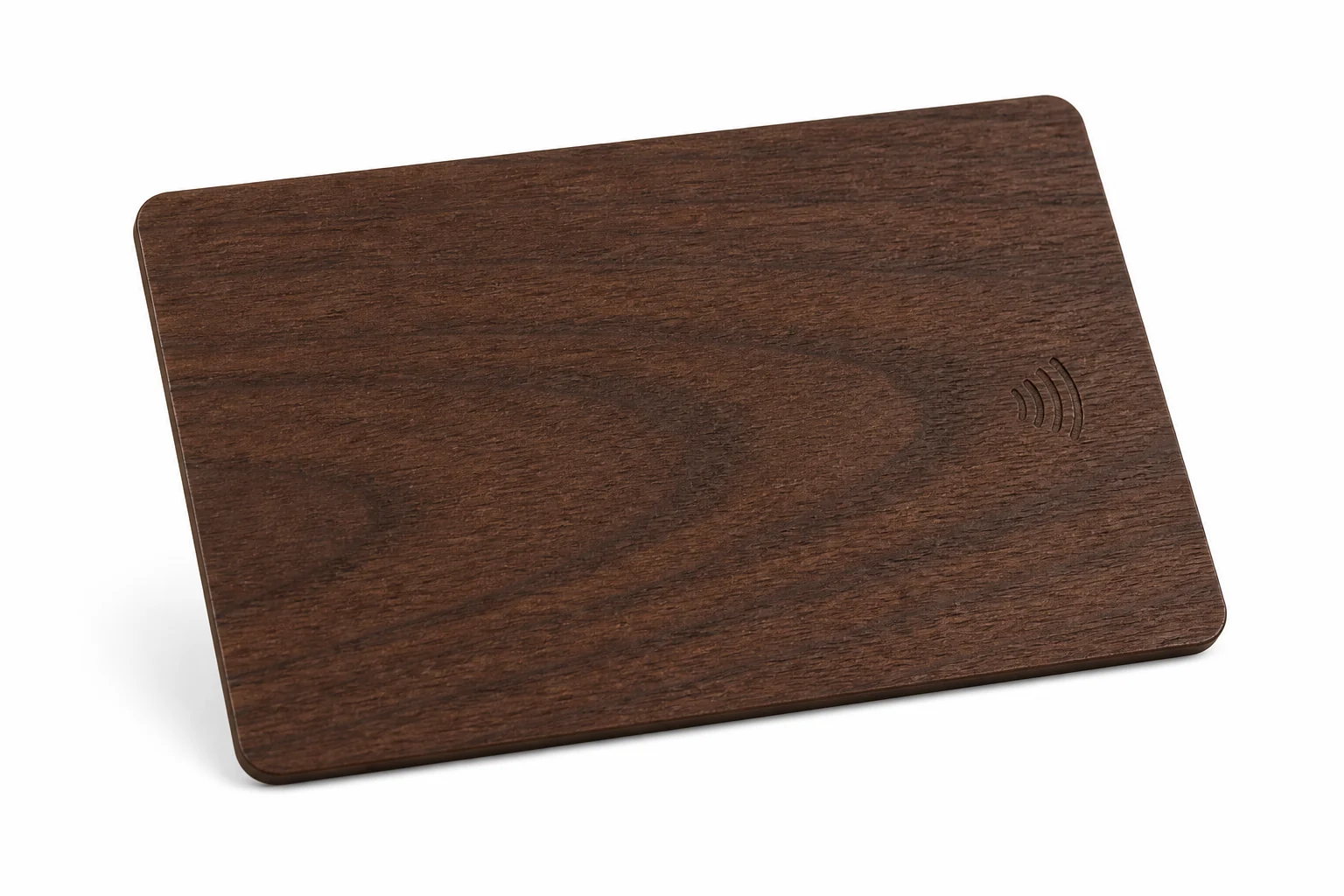 Plain walnut card on white background