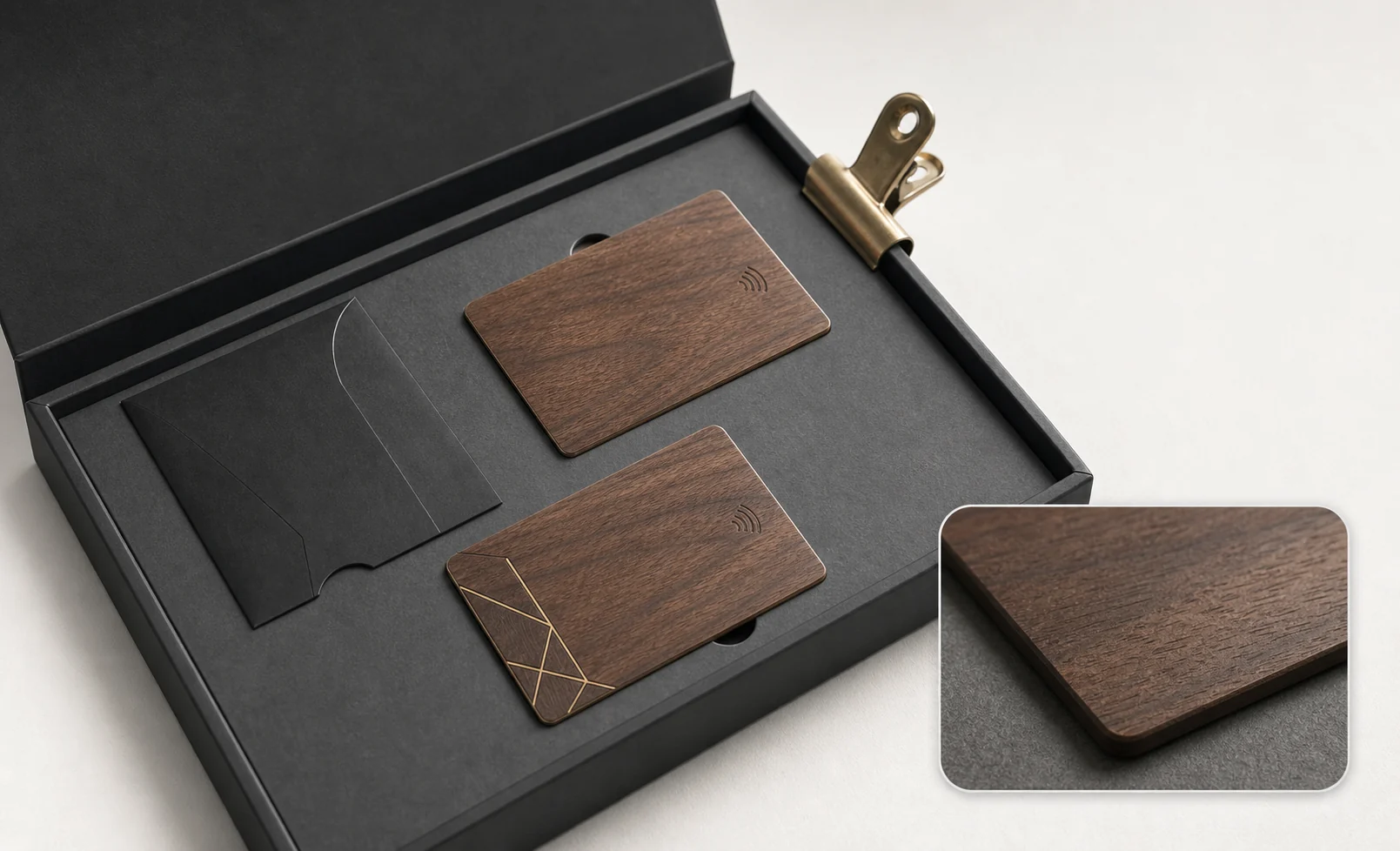 Walnut sample box presentation