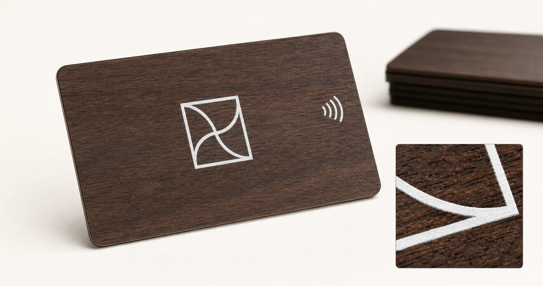 Walnut with opaque white ink mark